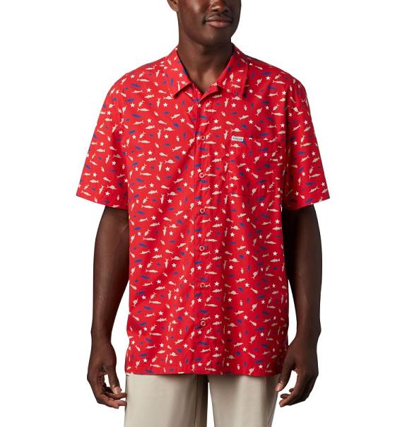 Columbia PFG Trollers Best Shirts Red For Men's NZ79136 New Zealand